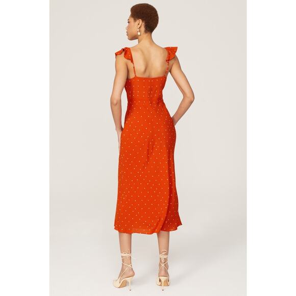 JASON WU x RTR Red Polka Dot Flutter Sleeves Retro Style Midi Dress Size 2 - Picture 2 of 15